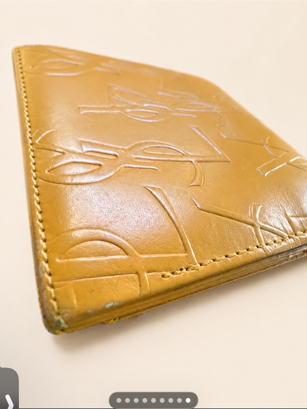 YSL Yves Saint Laurent Mustard Leather Embossed Wallet - Picture 10 of 10